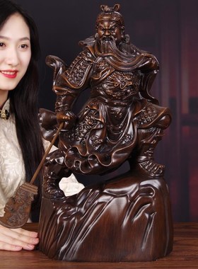 速发公雕关木摆件业实木 财招武财神像家用供奉公司招财店铺开全