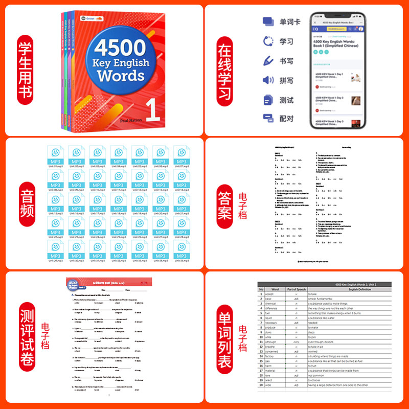 正版原版4500 Key English Words 少儿英语词汇书 小学初高中英语词典 KET/PET剑桥雅思中考高考核心词汇 提升词汇量 4000词升级版