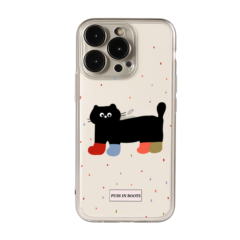 原创趣味穿靴子的猫适用于iPhone15pro苹果16promax手机壳13可爱软壳防摔小米14全包静音保护套mate60华为p60