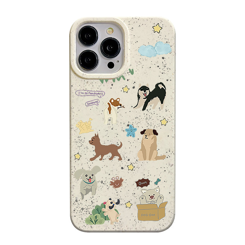 ins风少女心米白降解可爱狗狗适用于iphone16/15promax苹果14小众13手机壳韩风可爱12卡通情侣秋冬新款xsmax