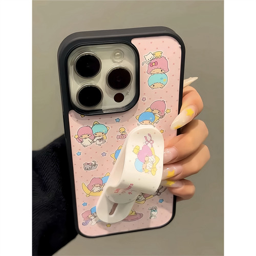 韩系蓝色泼墨星星创口贴支架苹果16pro手机壳16promax新款iphone15女款14pro指环扣苹果13手机套适用 - 图2