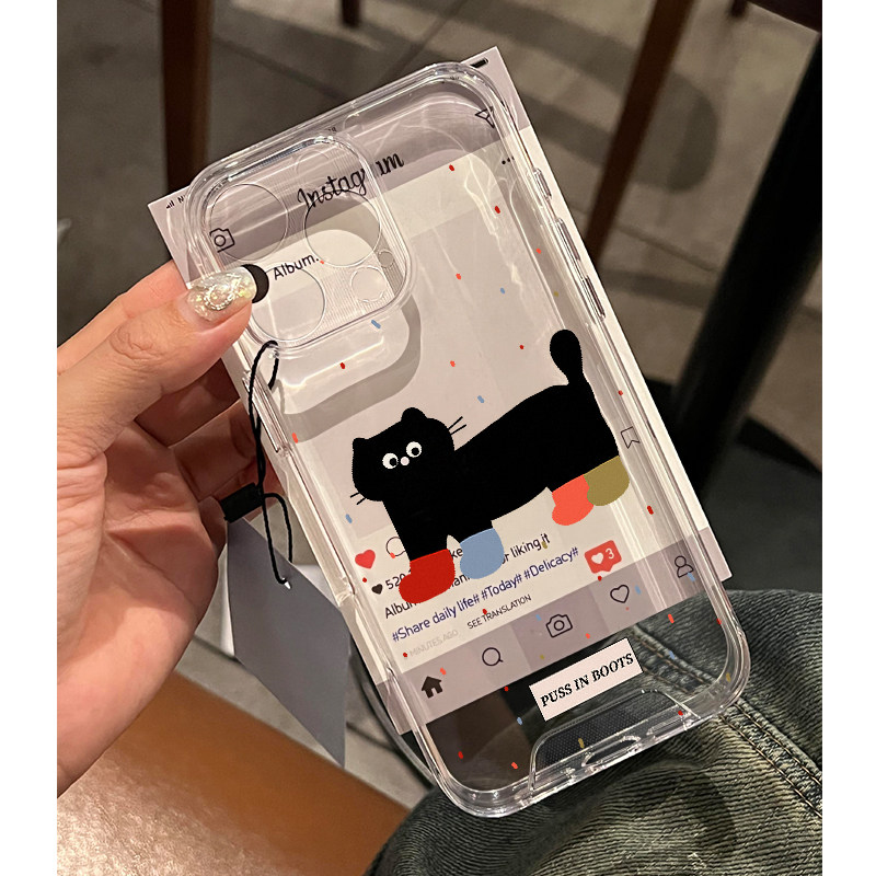 原创趣味穿靴子的猫适用于iPhone15pro苹果16promax手机壳13可爱软壳防摔小米14全包静音保护套mate60华为p60