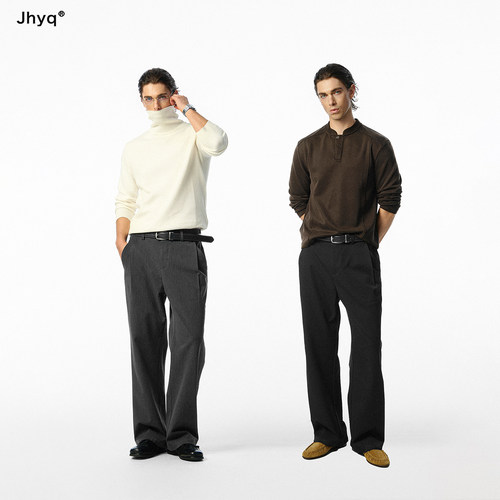 JHYQ2026秋冬宽松休闲西裤男直筒百搭合身版黑色西装裤通勤长裤子 - 图3