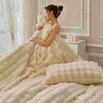 Plus winter thick warm rabbit velvet set two-sided milk velvet coral flannel sheet quilt cover bed skirt beds