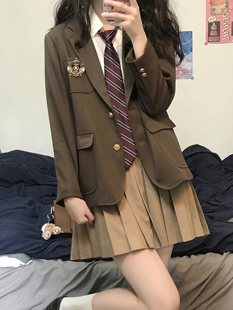 jk西装外套新款女原创正版学院风jk制服套装秋冬设计感长袖甜美