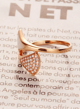 扇形活口指环14K玫瑰金戒指