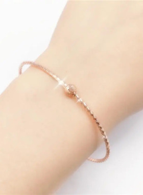 俄罗斯585紫金镀14K玫瑰金灵动转运珠手镯女款手饰时尚潮流高级感