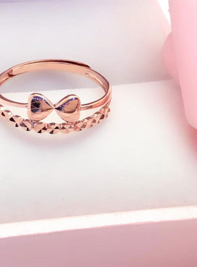 双层彩金活口指环18K玫瑰金