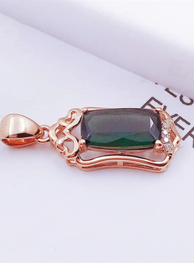 俄罗斯585紫金高档轻奢气质典雅镂空设计玫瑰金吊坠项链女款ins风