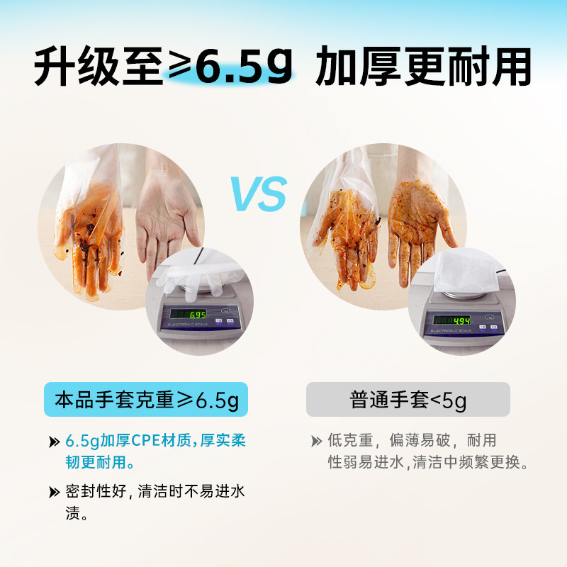 添赞一次性家务手套洗碗加长束口薄款10只