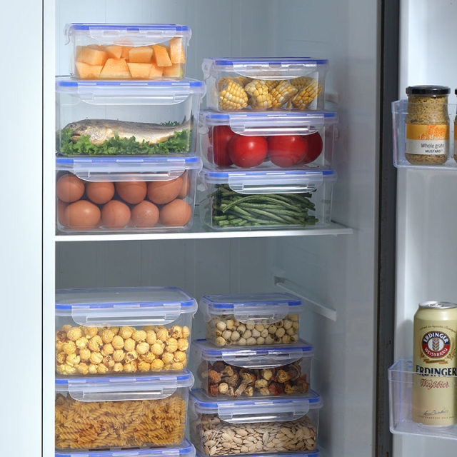 Kitchen refrigerator rectangular fresh-keeping box microwave heat-resistant plastic lunch box food lunch box fruit storage seal box