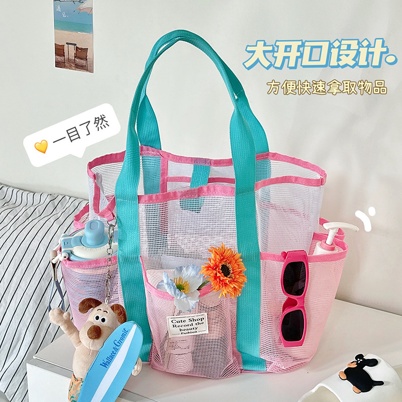 网眼女式游泳专用包手提大容量洗澡包健身洗漱泳衣收纳袋网纱浴包 - 图0