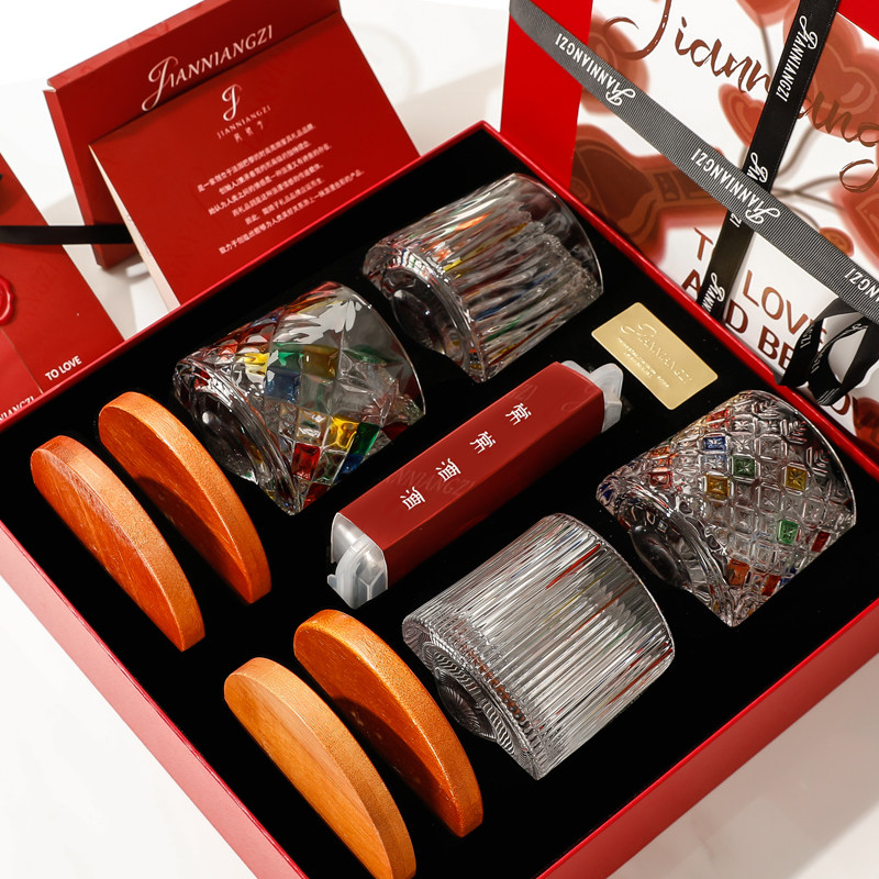 简娘子【转转杯】威士忌酒杯乔迁礼盒套装高档彩绘新婚新居伴手礼,淘宝优惠券,粉丝福利购,淘宝优惠卷