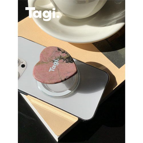 Tagi.石头画板/爱心画家石片通用圆形石片磁吸心形手机支架桌面 - 图2