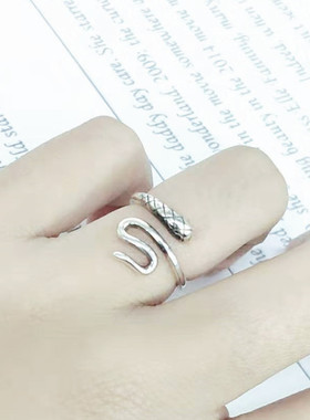 复古缠绕小蛇戒指女韩版个性森系泰银生肖蛇开口戒指厂家直销