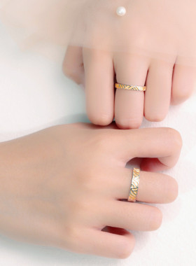 时尚ins小众设计风吹麦浪情侣戒指简约个性文艺开口对戒韩版饰品