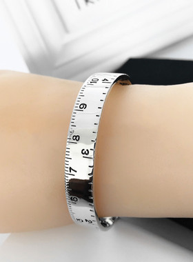 时尚个性尺子手镯女日韩创意脚印罗马数字复古泰银开口手镯铜AL64