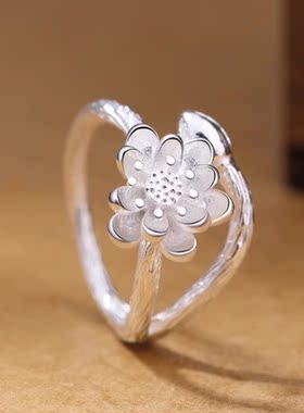 创意荷花造型戒指 女款潮流韩国外贸开口文艺指环厂家厂家