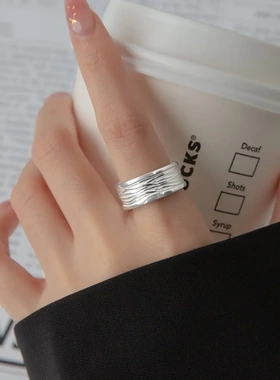 2025新款日韩不规则线条宽面戒指ins风小众设计感时尚个性指环女