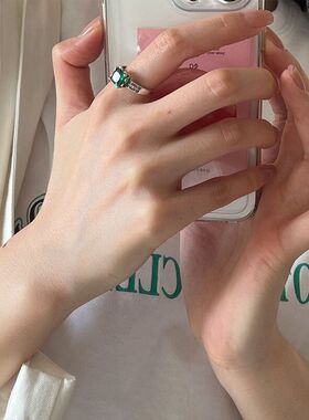 新品日韩风复古十字架正方形锆石戒指简约时尚设计感ins网红手饰