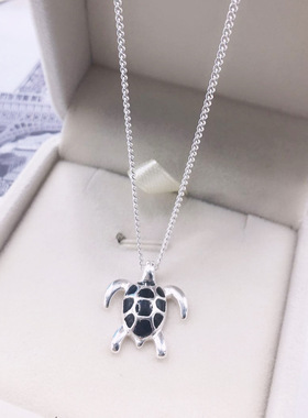 简约森系可爱小海龟项链女韩版小清新甜美黑色滴胶乌龟时尚锁骨链