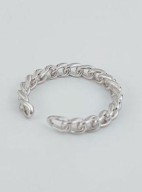 新款韩版锁链麻花编织戒指女简约质感ins潮冷淡风设计感开口指环