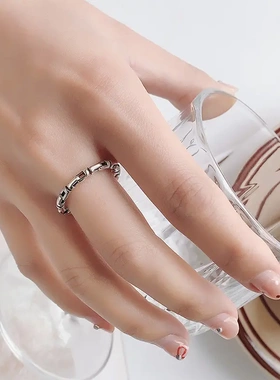 2025新款日韩简约个性螺纹打结编织戒指设计复古小众百搭开口指环