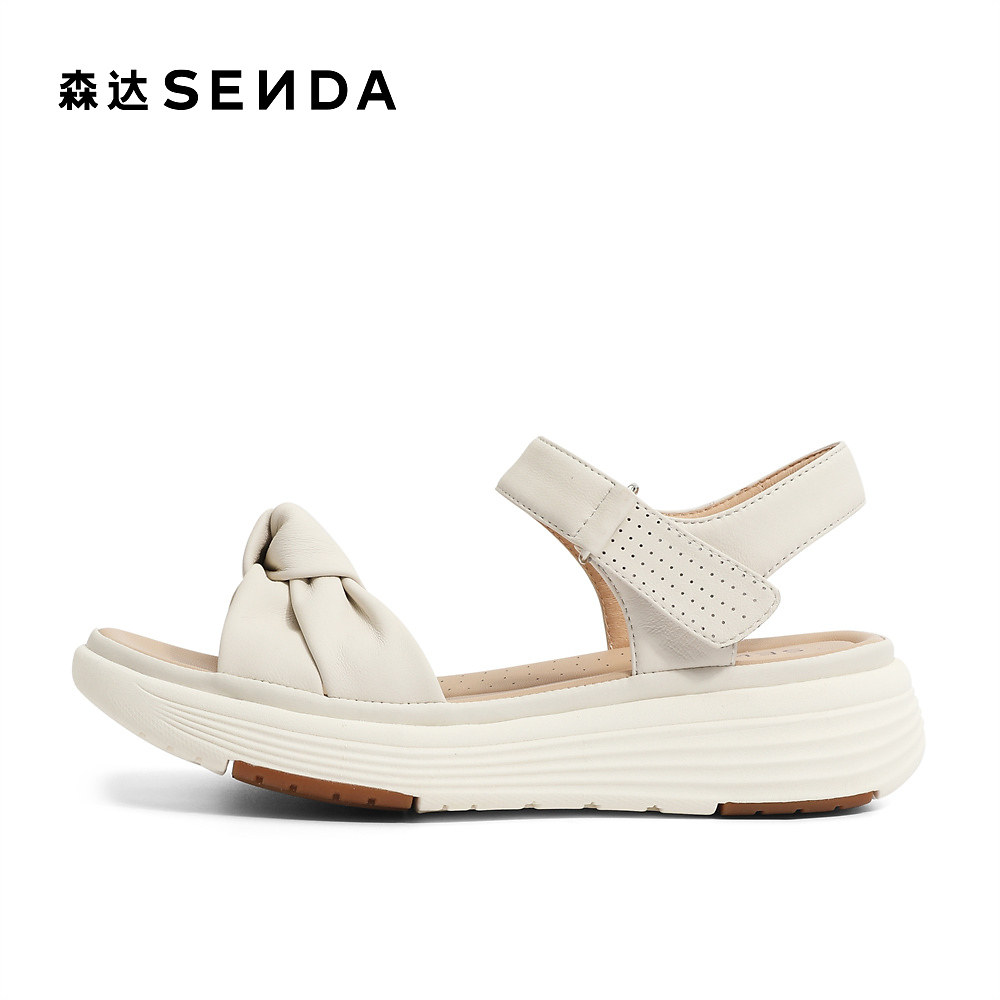 森达皮凉鞋女鞋夏商场同款舒适厚底软底羊皮休闲凉鞋SLV02BL4,淘宝优惠券,粉丝福利购,淘宝优惠卷
