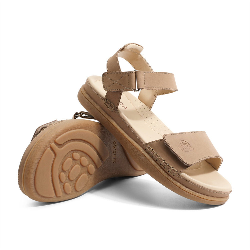 森达皮凉鞋女鞋夏商场同款舒适平底魔术贴户外日常凉鞋4DL30BL3,淘宝优惠券,粉丝福利购,淘宝优惠卷