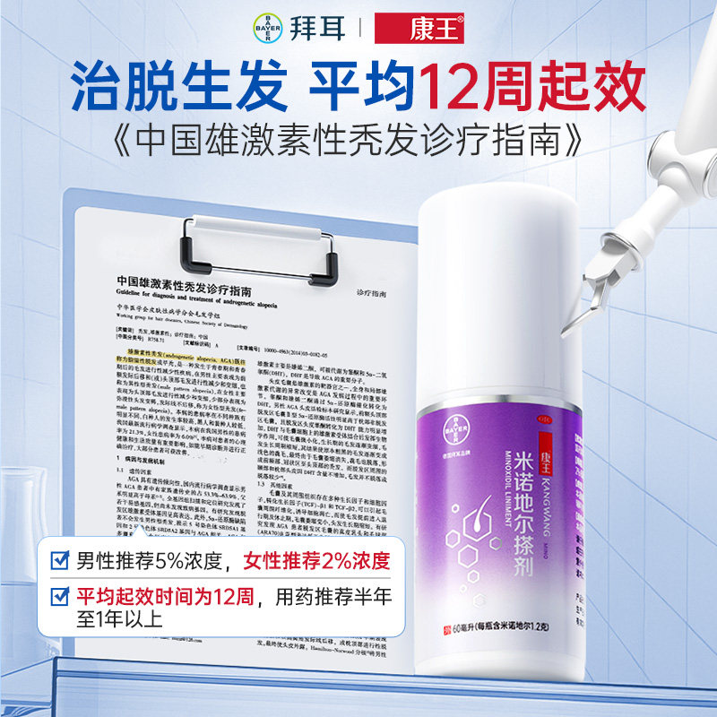 康王米诺地尔搽剂男士女性生发液防脱发药增发剂官方旗舰店60ml
