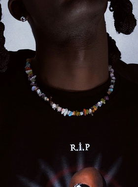 LUCKJAY月光石嘻哈项链天然石男