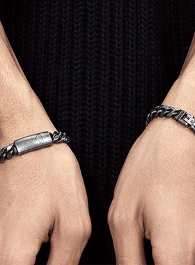 LUCKJAY暗扣古巴手链钛钢男女