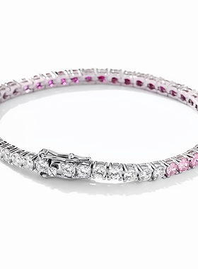 LUCKJAY S925纯银满钻镶嵌尖晶钻渐变情侣手链男女简约百搭手饰