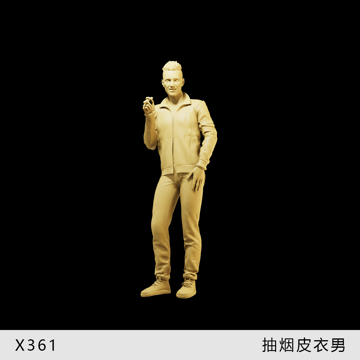 【抽烟男人】皮衣街头小混混1/64车模小人偶模型手办1:43微缩白模 - 图2