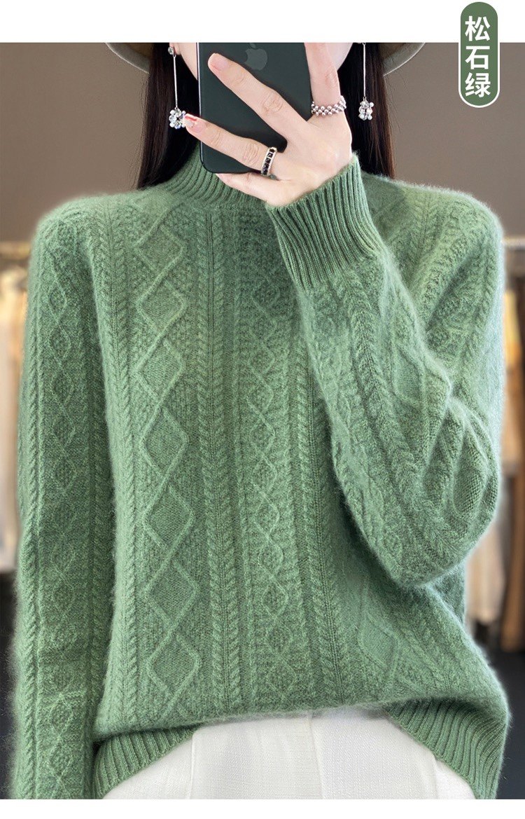大爆款加厚半高领100纯羊毛衫宽松七针双股加厚毛衣针织打底衫女,淘宝优惠券,粉丝福利购,淘宝优惠卷