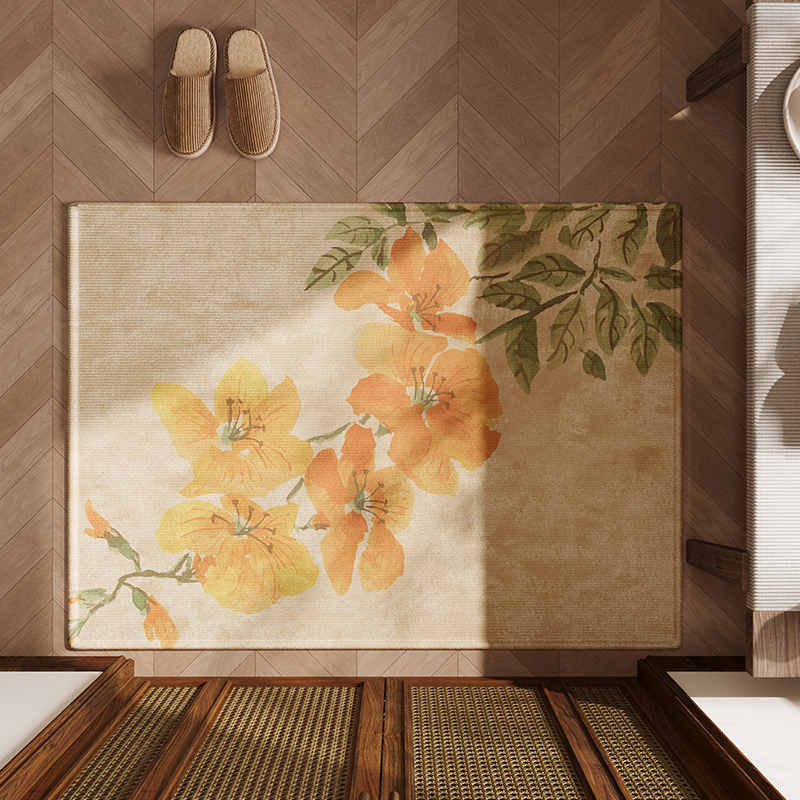 新中式地垫入户门垫玄关大门口进门脚垫国风耐脏除尘防滑室内地毯 - 图1