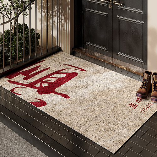 入户门地垫PVC丝圈喜庆玄关大门口进门脚垫防滑除尘耐脏刮泥定制 - 图0