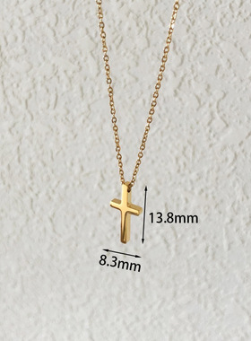 Vintage·古着【新品折扣】时尚简约十字架钛钢项链女百搭叠戴18K