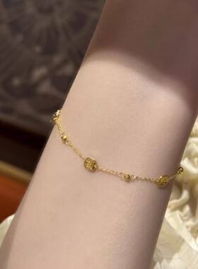【特价】金色鱼鳞方块手链女轻奢小众设计感手饰品高级感配饰精致