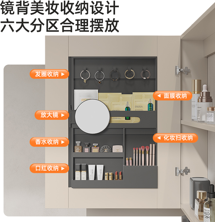 奥克斯奶油风浴室柜洗脸盆柜组合一体盆陶瓷洗漱台盆卫生间侧边柜-图2