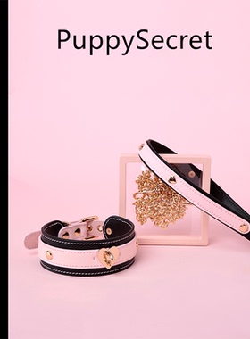 小狗事务所 真皮choker定制项圈女y2k黑粉撞色金属爱心颈带