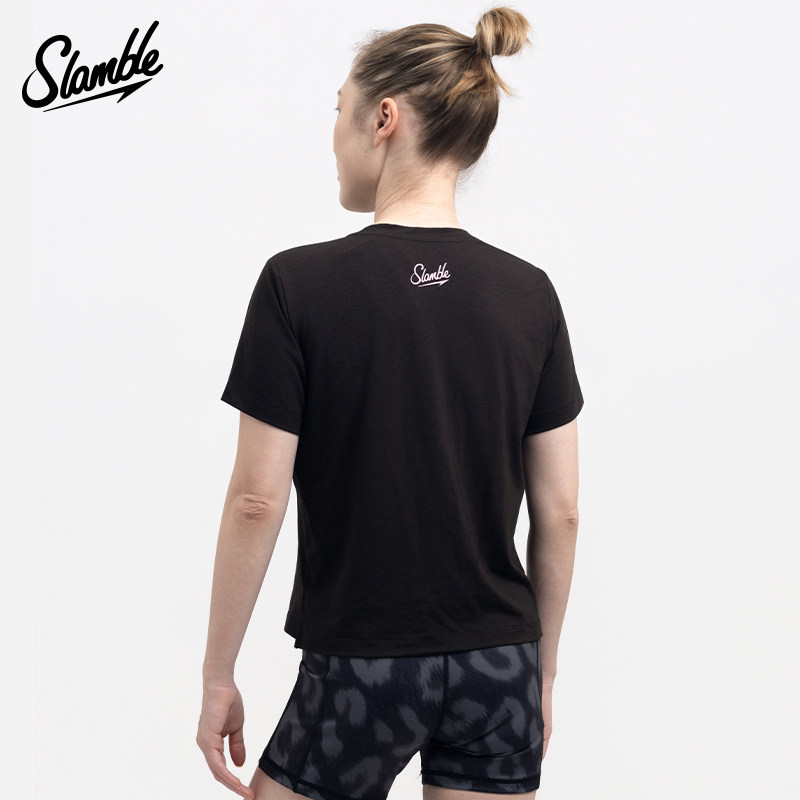 SLAMBLE女子CF健身综合训练运动短袖T恤莱赛尔短款透气速干新款,淘宝优惠券,粉丝福利购,淘宝优惠卷