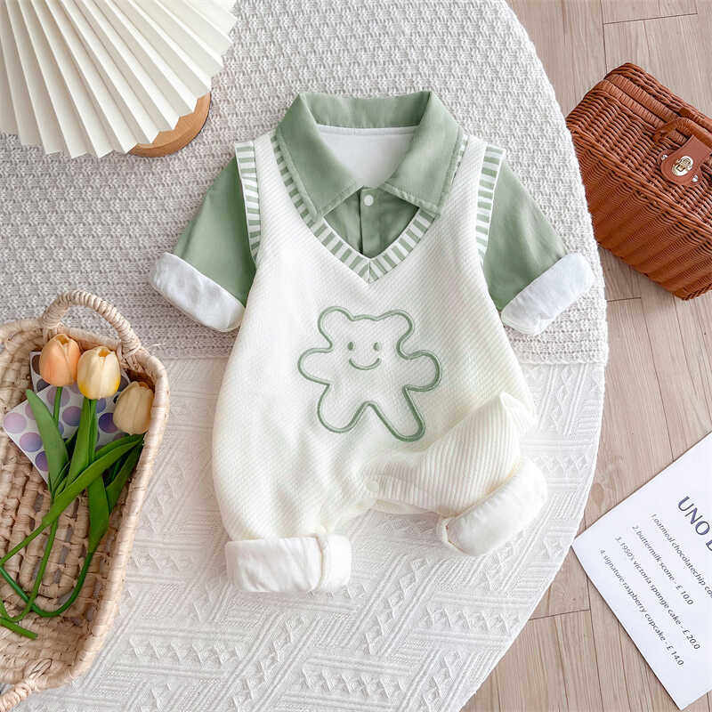 婴儿秋装连体衣新生宝宝衣服春秋季纯棉哈衣超萌可爱满月百天外套