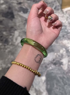 【贵妃】纯天然绿色水晶手镯女高冰种冰透白月光玉髓玉石手串手链