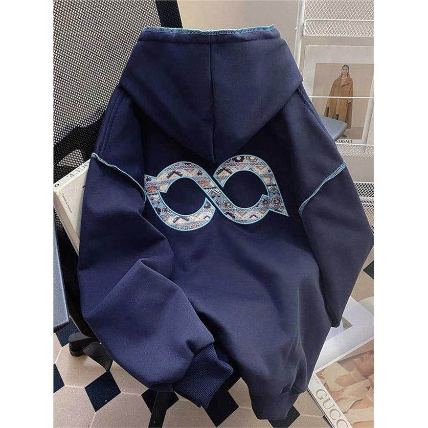 字母刺绣潮牌连帽卫衣女秋冬加绒加厚宽松休闲设计感小众美式外套,淘宝优惠券,粉丝福利购,淘宝优惠卷