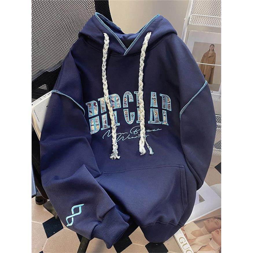 字母刺绣潮牌连帽卫衣女秋冬加绒加厚宽松休闲设计感小众美式外套,淘宝优惠券,粉丝福利购,淘宝优惠卷