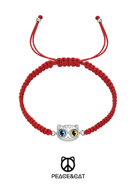 黑色手链PEACE&CAT纯银情侣