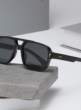 新款时尚男士双梁墨镜太阳镜飞行员复古休闲驾驶太阳眼镜防紫外线