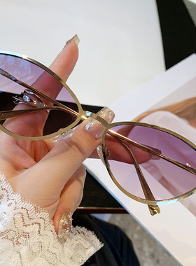 欧美大牌时尚个性猫眼墨镜女士金属太阳镜防紫外线sunglasses新款