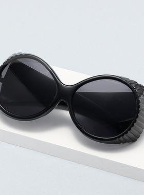 2023新款复古椭圆猎奇太阳镜 欧美个性超大框走秀时尚墨镜女ins风